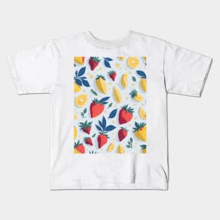 lemon and strawberry pattern Kids T-Shirt